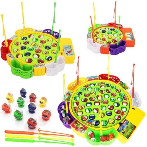 Classical Fishing Toys Set for Kids Educational Toys with Music Electric Rotating Fishing Game Funny Sports for Birthday Gift
