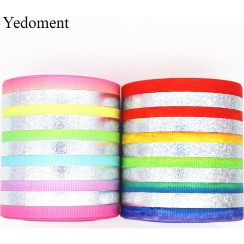 10 Yards 3" 75MM Grosgrain Ribbon Laser Silver Printed Ribbon For Hair Bows DIY Crafts Handmade Accessories M19043001