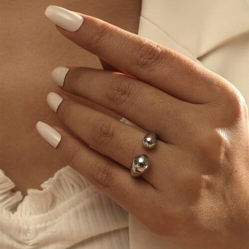 MANGOPIESimple Style Stainless Steel Gold Ring Adjustable Size For Women