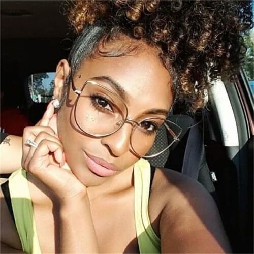 Metal cat eye Glasses transparent Gold Frame Glasses fashion Optics Eyeglasses Clear Lens Women Men Fake Glasses Female UV400