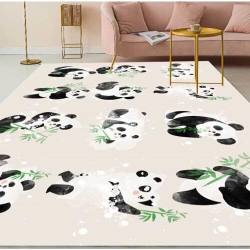 Cartoon Panada Kid Crawling Carpet Cute Animal Printed Children Carpet Play Bedroom Rug For Baby Room Bedside Mat Anti-slip