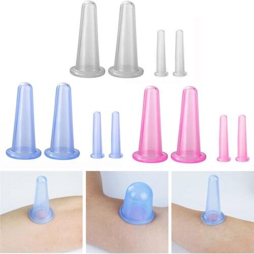 4 Pcs Massage Vacuum Cupping Set Silicone Face Cuping Therapy Cup Anti Cellulite Body Massage Health Care