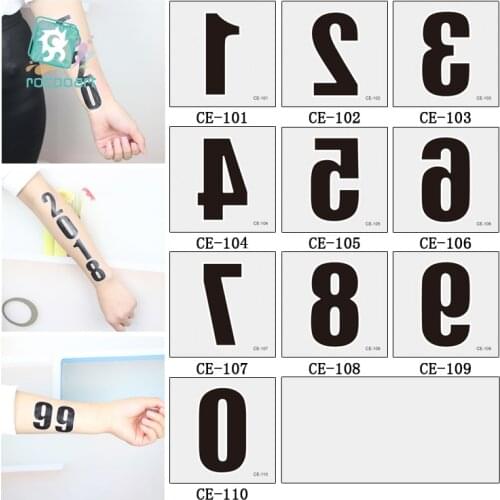 Rocooart CE Black Numbers Tattoo Face Taty Sport Fans Fake Tattoo Gym Match Tatuagem Children Fun Temporary Tattoo Sticker