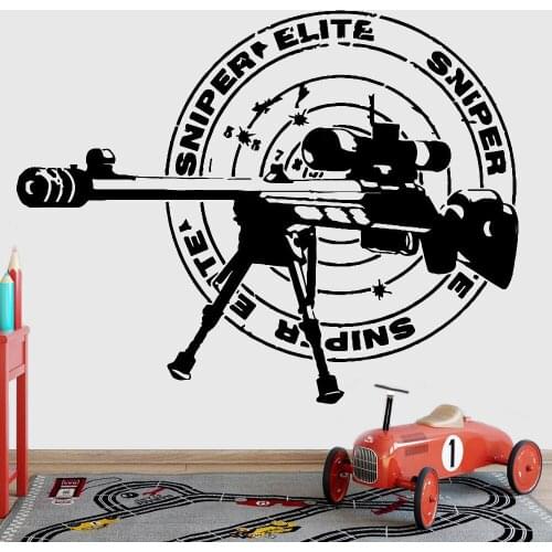 Cartoon Sniper Rifle Wall Stickers For Living Room Company Office Decoration Shooting Training Sign Vinyl Wall Decals Decor Y802