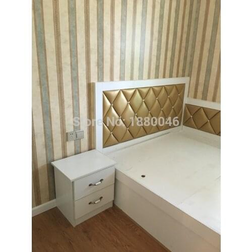 Brand new Gold color 3D glue on PU Leather wall panel Diamonds wall sticker Interior wall Decor for Bedroom wall art