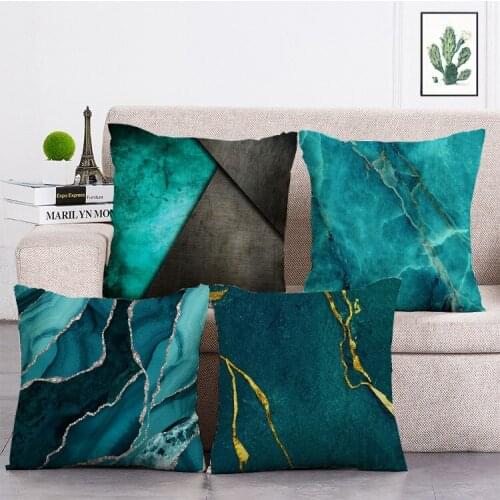 Blue sea water landscape Printed Retro Cushion Cover Linen Throw Pillow Car Home Decoration Decorative Pillowcase T343