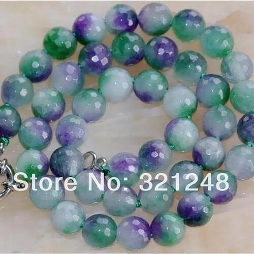 Newly colorful Kunzite 10mm stone chalcedony jades faceted Round round loose beads diy necklace chain for women jewelry 18''FR46