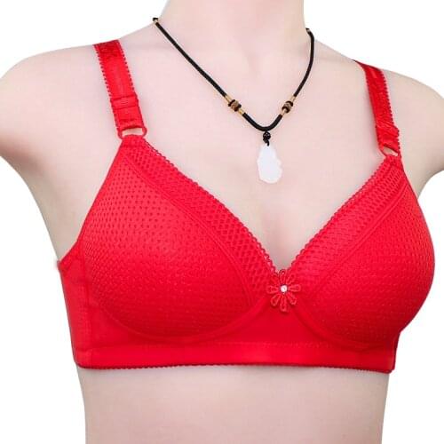 New Breathable Lace Lingerie Ladies Simple Comfortable Middle-Aged Bras Large Size Underwireless Underwear for women