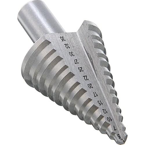 New 1pcs Silver Titanium Step Drill Bit 5-35mm HSS Spiral Step Cone Drill Bit Power Hole Cutter For Metal Wood Hole Drilling