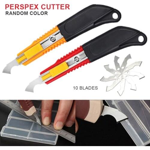 New Acrylic Plastic Sheet Perspex Cutter Hook Cutting Tool w/ 10pcs Spare Blades