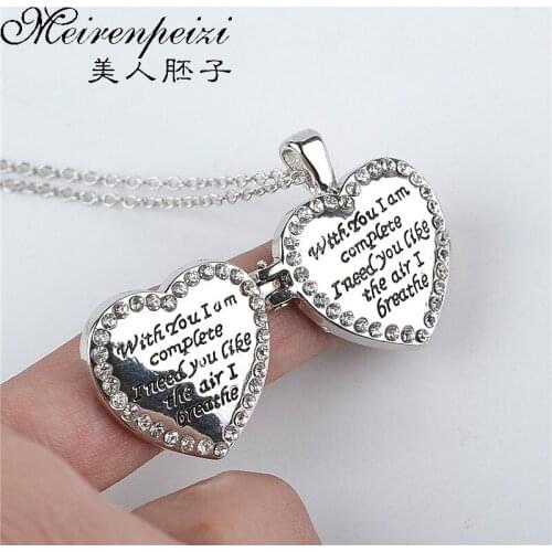 Personalized Heart Locket Necklace Crystal Jewelry Small Heart Locket Initial Necklace Message Jewelry Birthday Gift for Her