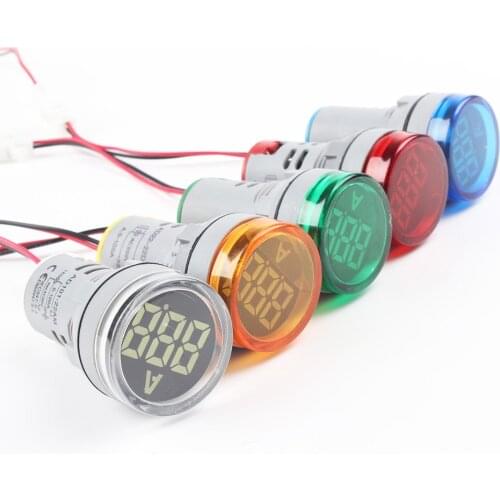 Plastic 22mm AD16-22AM Mini Ammeter current meter indicator LED with CT transformer White Yellow Red Green Blue illumination