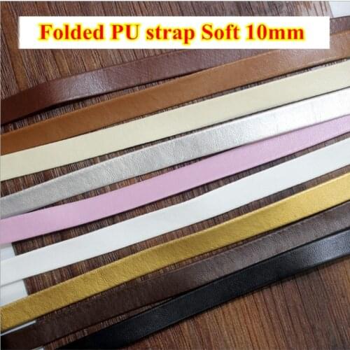 Neotrim Soft PU Strap 10mm Faux Leather Tape Folded Trimming Imtation jewellery DIY Sewing Wrapping Tsuka Ito free shipping 10m