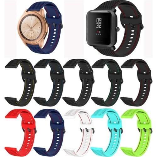 20mm 22mm Silicone Sports Strap Red Splicing Replacement Strap For Samsung Gear S3 For Samsung Gear S3 Frontier For Amazfit 2