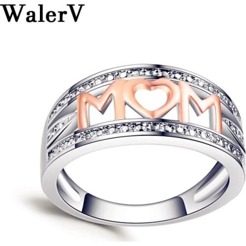 Rose Gold Fashion Charm For Women Set MOM Letter Ring Jewelry High Quality Zircon Color Ring Send Women Gifts Finger