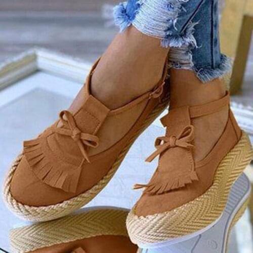Women Flat shoes Summer Vulcanized shoes Solid Color Thick Bottom Womens Sandals Fashion Tassel Casual Style Womens Shoes