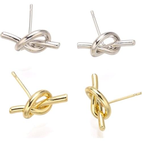 Copper ribbon Stud earrings irregular easy style Ear Post Settings For DIY Jewelry Making accessories