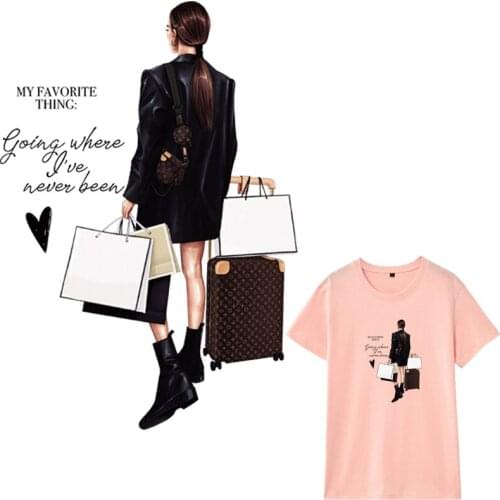 Shopping Woman Transfers Patch For Garment Iron On Patch Diy Heat Press Appliqued Washable Heat Transfer