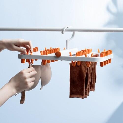 24 Clips Folding Clothes Hanger Dryer Laundry Drying Rack Windproof Socks Underwear Towel Drying Rack Socks Holder Children