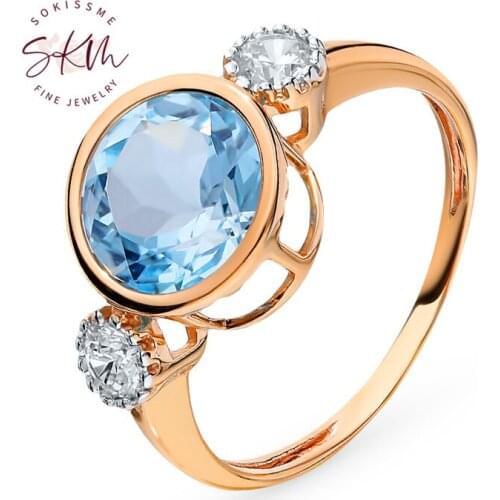 SKM Fashion rings for women 14k rose gold rings Engagement wedding rings designer Promise Bride Gift