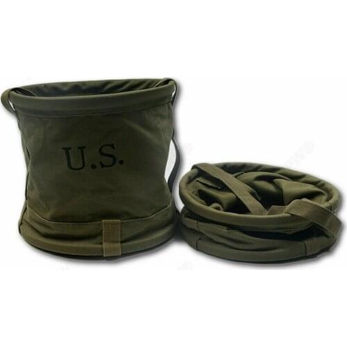 OUTDOORS MILITARY PORTABLE CARRIABLE CHINESE ARMY WAR CANVAS WATER BUCKET Soldier Military War Reenactments