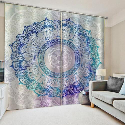 Mandala Living Room Curtains Floral Curtain for Bedroom Boho Window Treatment Drapes Bohemian Girly Shading Curtain Home Decor