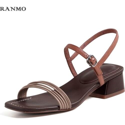Retro High Heels Sandals for Women 2021 New Fashion Summer Genuine Leather Shoes Woman Top Quality Night Club Pumps Women Shoes