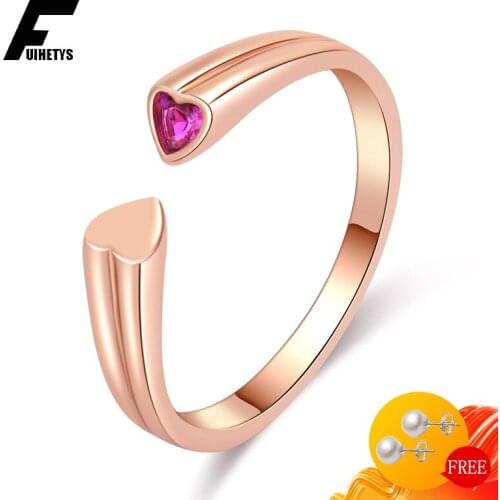 Romantic Rings for Women 925 Silver Jewelry with Zircon Gemstone Accessories Heart Shape Open Finger Ring Wedding Promise Party
