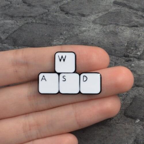 Promotion New Keyboard Words WASD Pins Computer Gamer Enamel pins Badges Brooches Denim jackets Blouse Backpack Accessories
