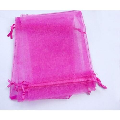 10*15cm 100pcs Rose Red Gift Bags For Jewelry/wedding/christmas/birthday Yarn Bag With Handles Packaging Organza Bags