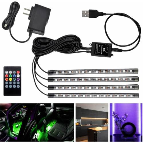 10W RGB LED Home Party Car Atmosphere USB Strip Light Remote Music Control Cars Decoration Lights Ambient Lamps Multiple Lighing