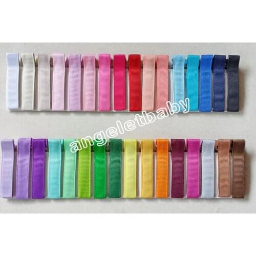 100PCS 1.9" DIY hair Accessory girl Ribbon Hair Bows Clip double Prong Ribbon Lined Alligator Hair Clips 32colors FJ3201