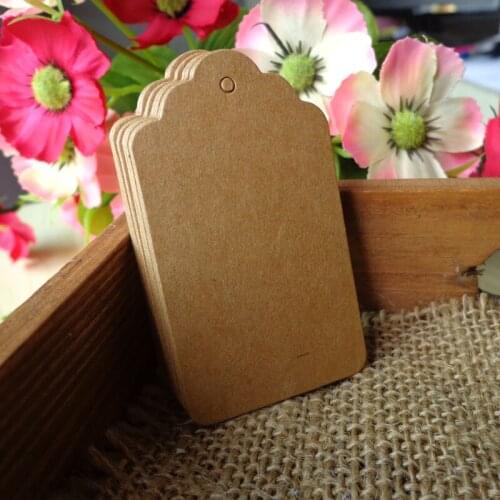 100pcs Kraft Bookmark With Scalloped Edge Kraft White Blank Gift Tags Price Label Paper Hang Tags With Hemp Rope 4x7cm
