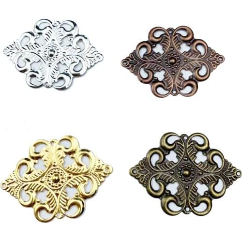 20Pcs Filigree Wraps Flower Connectors Metal Crafts Connector 42x30mm for Jewelry Making DIY Accessories Charm Pendant