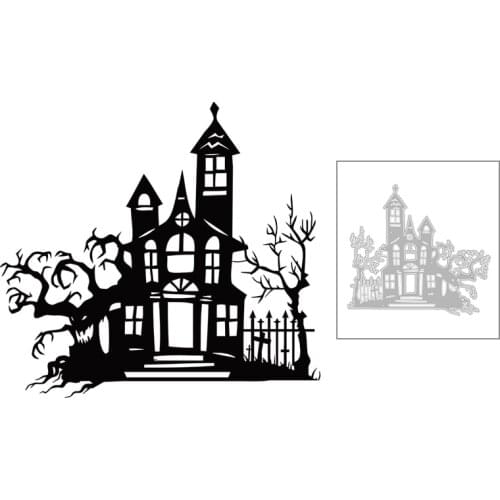 2020 New Halloween Building House Metal Cutting Dies and Tree Background Die Scrapbooking For Crafts Card Making no Stamps Sets