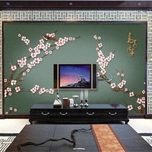 Wellyu Custom wallpaper 3d mural bird language floral pen plum Chinese Обои background wall papers home decor mural 3d wallpaper
