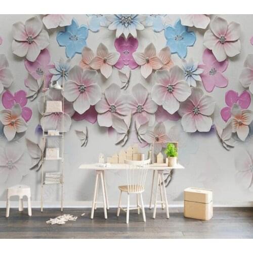 Papel de parede peach blossom three-dimensional flower 3d wallpaper,living room tv wall bedroom wall papers home decor bar