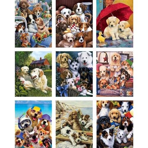 5D DIY Diamond Painting Dog Needle Cross Stitch Full Square Diamond Embroidery Set Painting Animal Wall Painting Home Decor