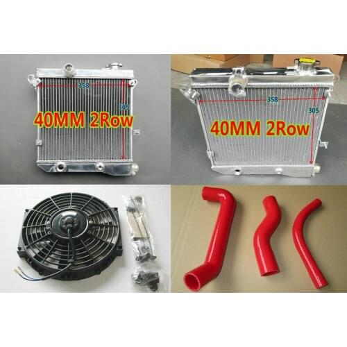 Aluminum Radiator FAN for 1975-1985 Autobianchi Lancia A112 3/4/5/6/7 Series 900/1000/1050cc Junior/Elite/Abarth + Silicone Hose