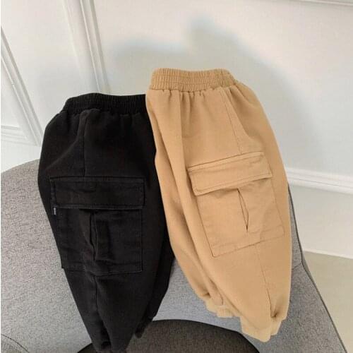 Toddler Boys Pants Casual Elastic Waist Harem Pants For Boys Big Pocket Thicken Autumn Winter Baby Boy Trousers 2 3 4 5 6 Years
