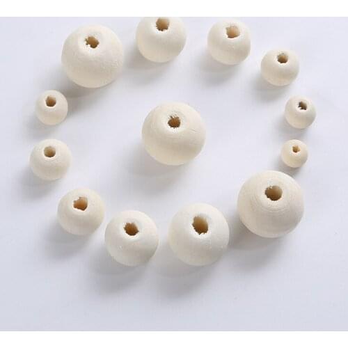 6-20mm DIY Natural Wood Beads Spacer Wooden Beads Eco-Friendly Unfinished Wood Beads Lead-Free Balls Wood Color jewelry making