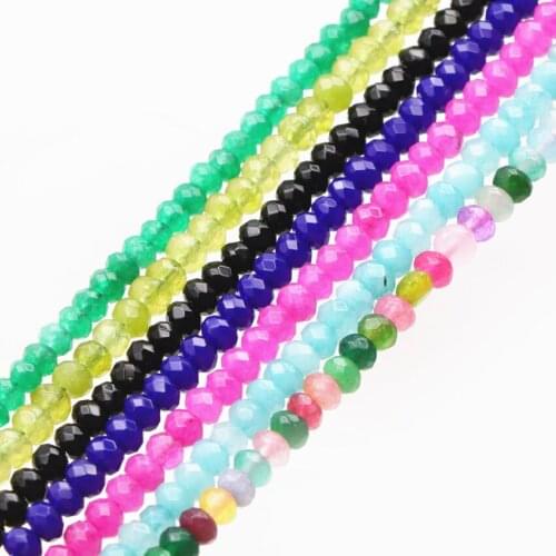 2PCS Wholesale Natural Stone Jades Loose Beads for Jewelry Making 2x4mm Rubys Aquamarines Amazonite Chalcedony Jewelry 14" A639