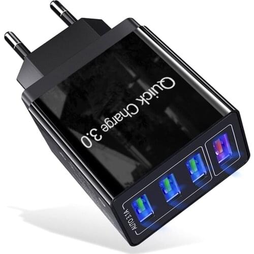 Quick Charger 3.0 USB Charger for Samsung A50 A30 iPhone 7 8 Huawei P20 QC 3.0 Fast Wall Charger US EU UK Plug Adapte