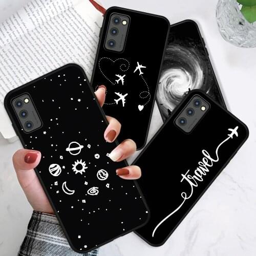 Fashion Space Cartoon Pattern TPU Soft Black Phone Case Cover For Samsung S21 S20 S10 S9 S8 S7 S6 Note 20 Ultra Note 10 Lite 9 8