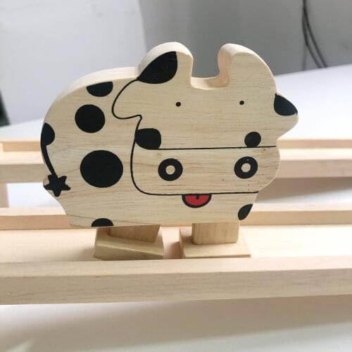 Wooden toys for kids education Balance track Inertial animal walking Game Cute Cow Elephant model Montessori For Kids Children
