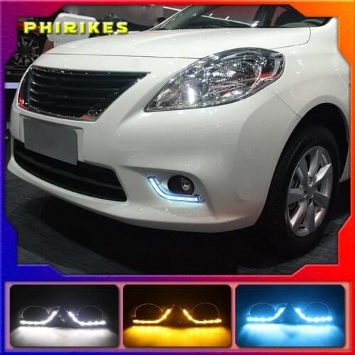 For Nissan Almera Latio Sunny Versa 2011 2012 2013 LED DRL Daytime Running Lights Daylight Fog Head Lamp