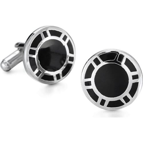 DY new fashion business men French shirt cuff Cufflinks Quality Black Enamel Cufflinks retail round