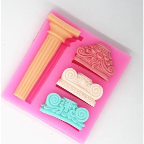 European Column Rome Pillar Shape Silicone Mold 3D for Cake Decorating Chocolate Fondant Mould Baking Antique Building Modeling