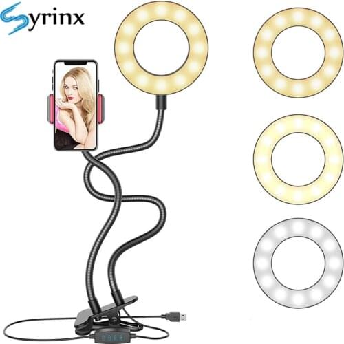 2021 Selfie Ring Light With Flexible Mobile Phone Holder Lazy Bracket Desk Lamp LED For Youtube Live Stream Office Kitchen Stand