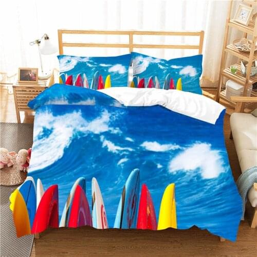 A Bedding Set 3D Printed Duvet Cover Bed Set Sea Surfing Home Textiles for Adults Bedclothes with Pillowcase #CLB07